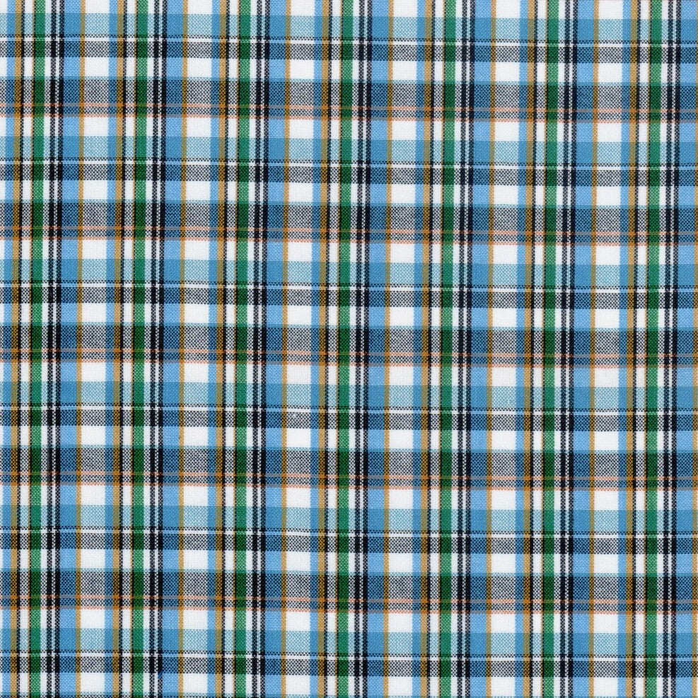 Tela polidacron escocés azul con verde, estampado tartán en cuadros para uniformes escolares SchoolLine