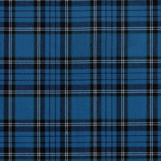 Tela polidacron escocés azul y negro con cuadros, ideal para uniformes escolares e institucionales; SchoolLine.