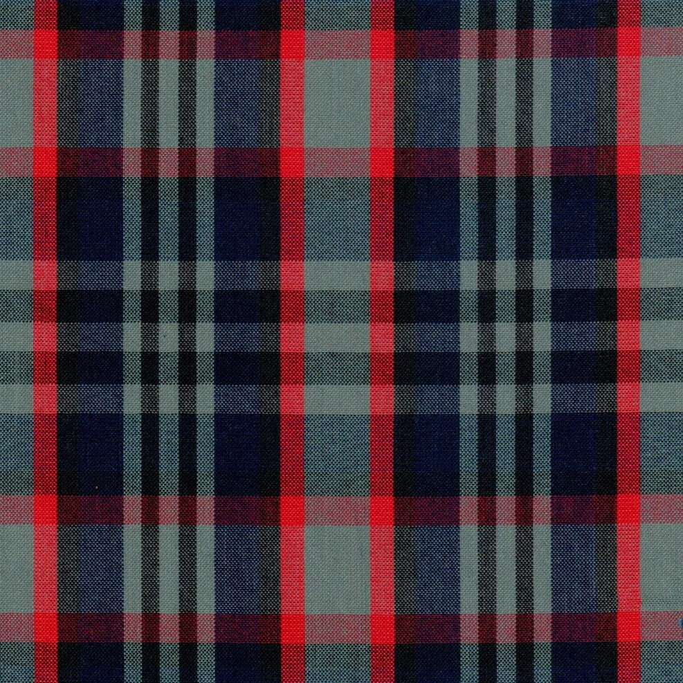Tela para uniforme polidacron escocés SchoolLine en rojo, azul y gris; tartán a cuadros para uniformes escolares e institucionales.