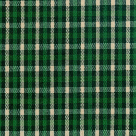 Tela para uniforme escocés verde, negro y blanco en diseño tartán de polidacron, SchoolLine, ideal para uniformes escolares.