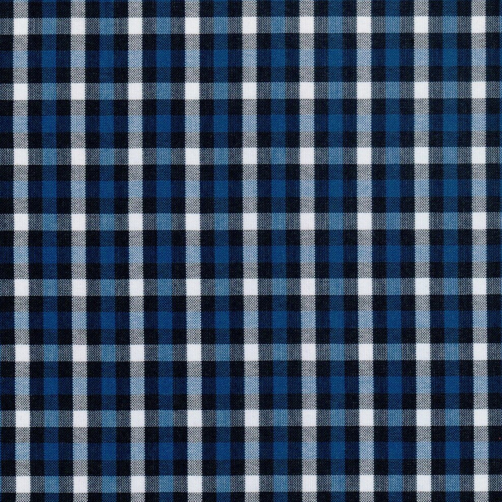 Tela polidacron escocés azul marino y blanco, ideal para uniformes escolares e institucionales de SchoolLine.