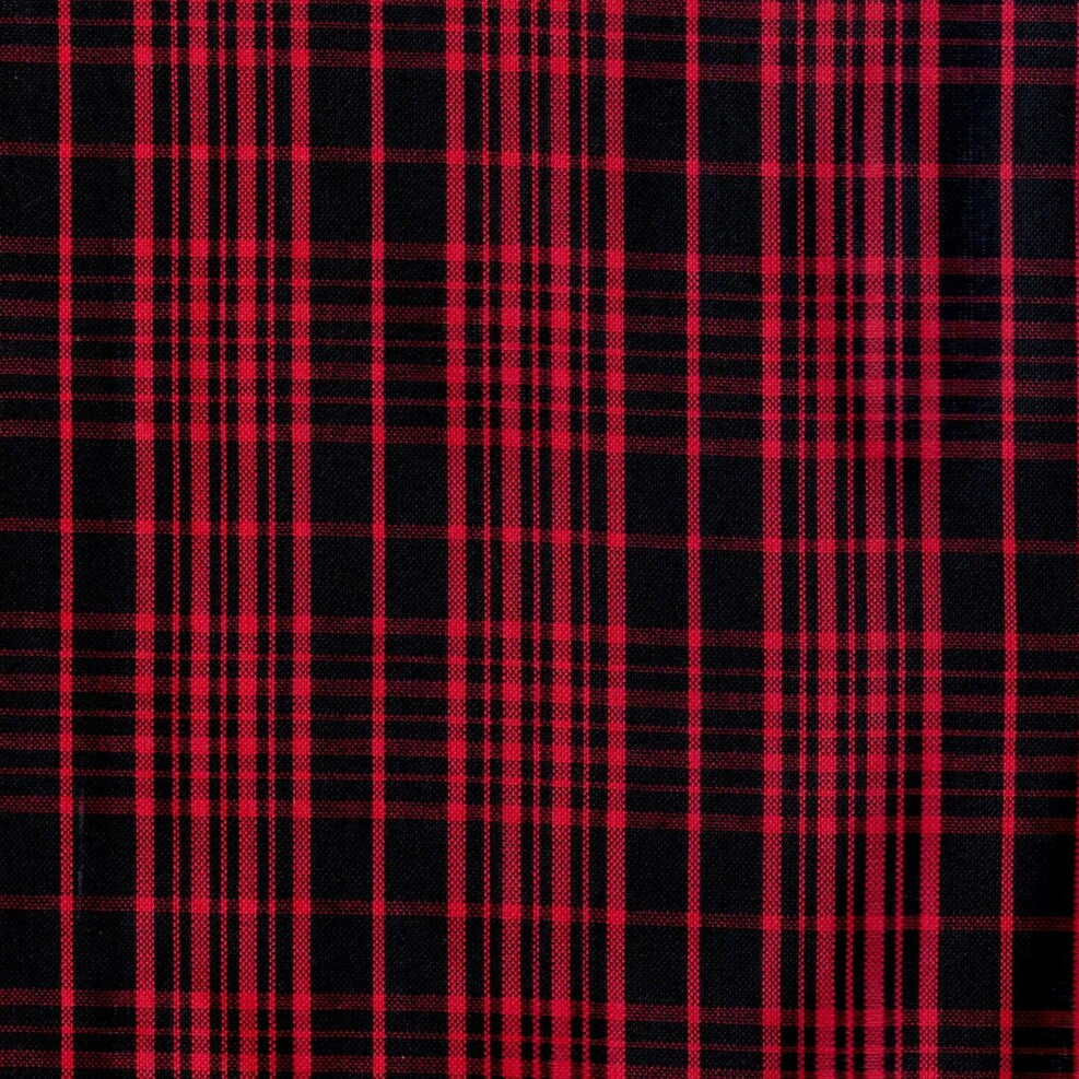 Tela escocés polidacron negro y rojo, patrón cuadriculado, ideal para uniformes escolares e institucionales (SchoolLine)