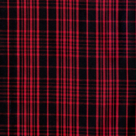 Tela escocés polidacron negro y rojo, patrón cuadriculado, ideal para uniformes escolares e institucionales (SchoolLine)