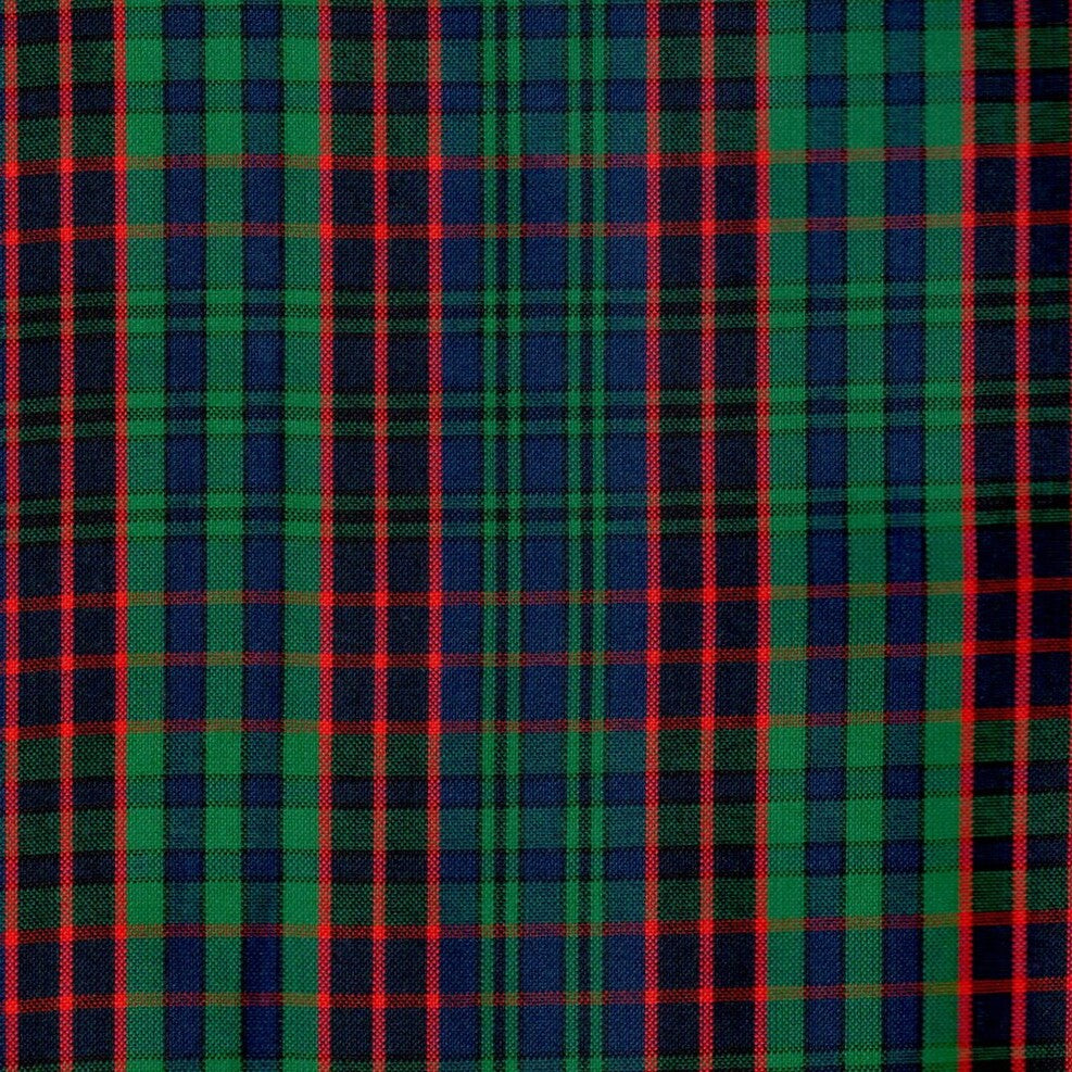 Tela para uniforme polidacron escocés verde, azul y rojo; SchoolLine para uniformes escolares e institucionales.