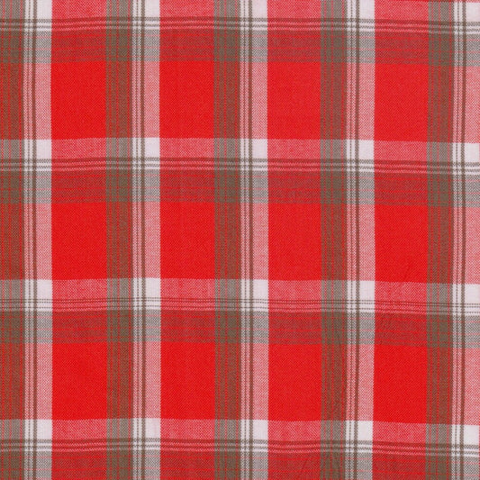 Tela escocés SchoolLine roja intensa, tela para uniformes escolares e institucionales, tartán rojo con gris.