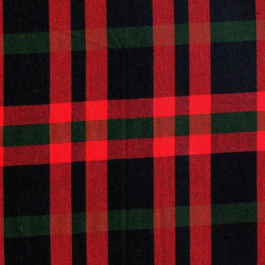 Tela escocesa SchoolLine para uniformes, rojo y negro con cuadros y toques verdes, tela de combinación.