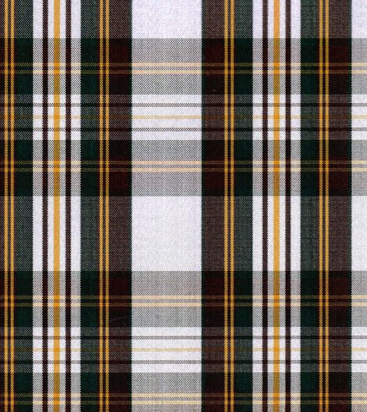 Tela para uniforme polidacron escocés verde, marrón y dorado con cuadros tartán, ideal para uniformes escolares SchoolLine