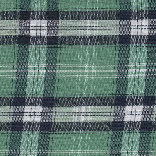 Tela de uniforme escolar en verde agua marina color azul con franjas blancas y azules