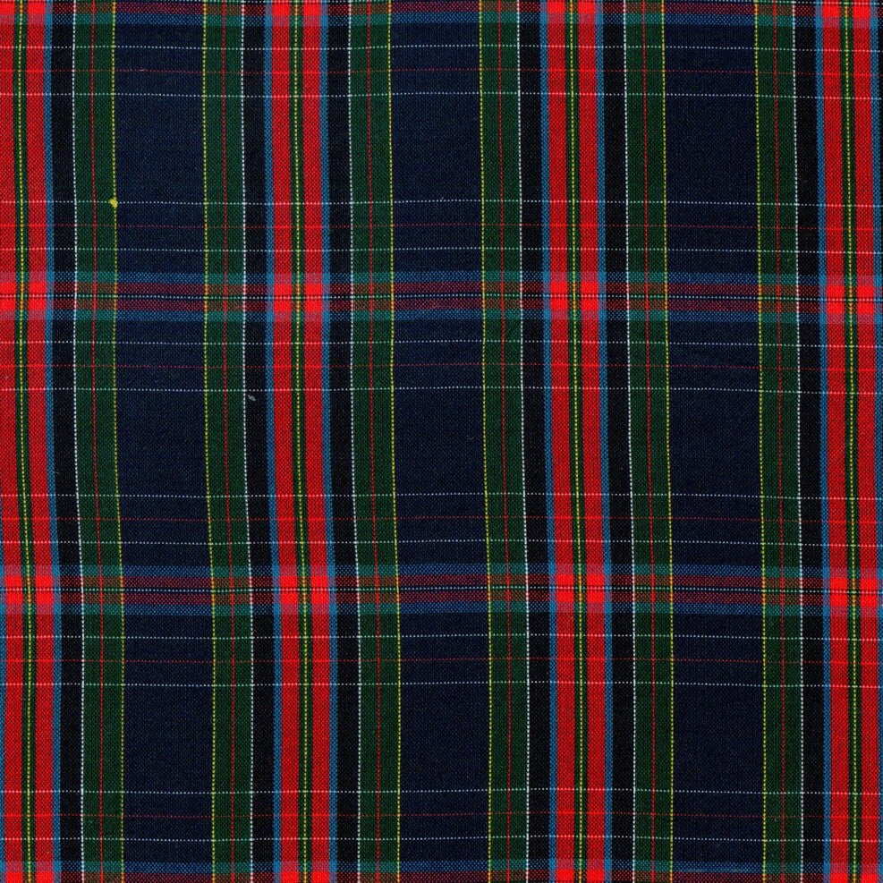 Tela polidacron escocés azul marino con rayas rojas y verdes; para uniformes escolares SchoolLine