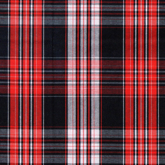 Tela uniline escocés rojo, negro y blanco de SchoolLine; ideal para uniformes escolares e institucionales.