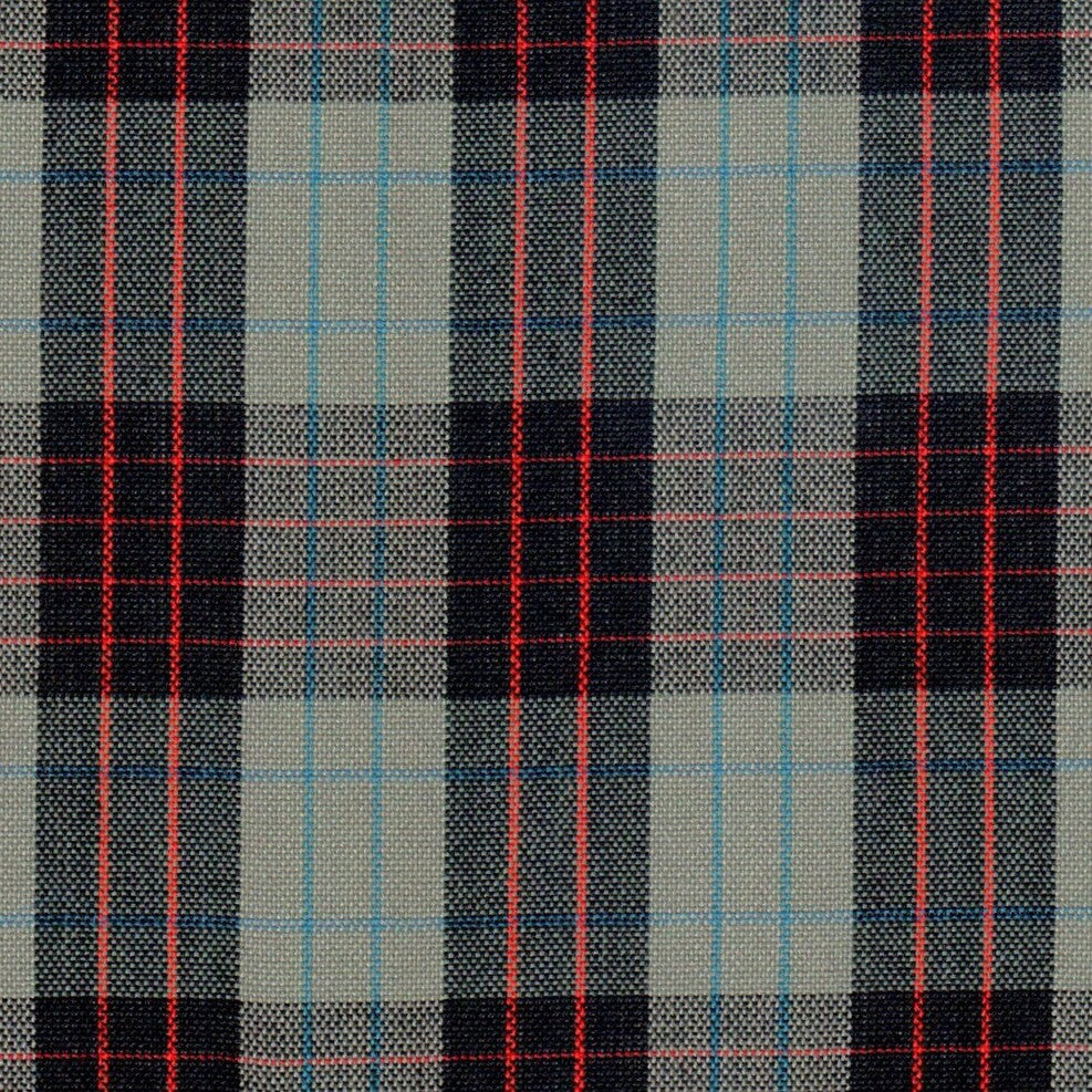 Tela Uniline escocesa SchoolLine; beige con cuadros negros y líneas rojas y azules, ideal para uniformes escolares e institucionales