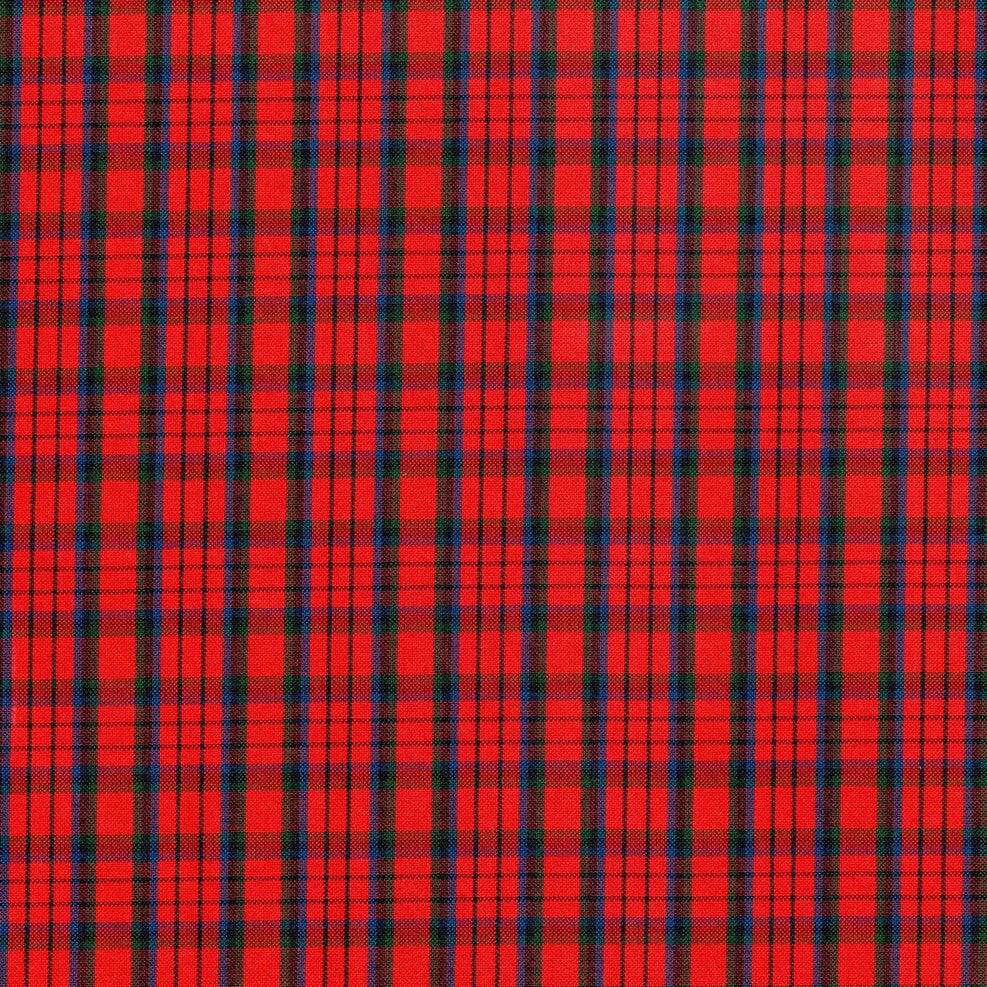 Tela Uniline escocés SchoolLine, mezcla roja con franjas azules y negras, ideal para uniformes escolares e institucionales.