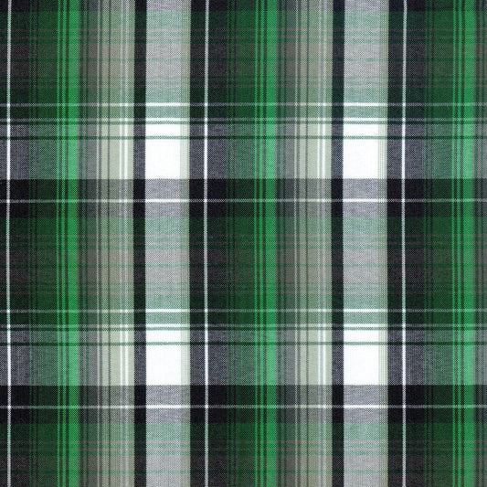 Tela Uniline escocés verde y negro en plaid; tela para uniformes escolares e institucionales de SchoolLine.