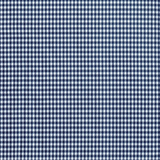 Tela Gallineto poliéster azul marino y blanco, patrón houndstooth pequeño, ideal para uniformes escolares SchoolLine