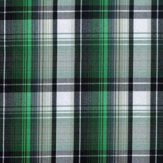 Tela de colores en patron de franjas verde negro y blanco para uniformes 