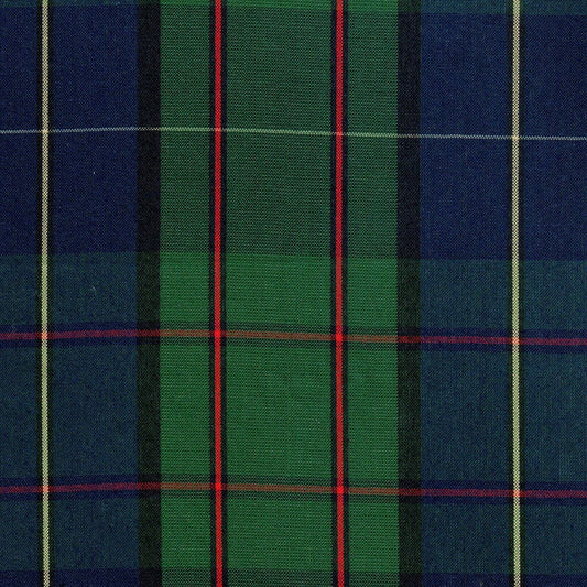Tela a escocesa en colores verde y azul con lineas rojas y amarillas para uniforme