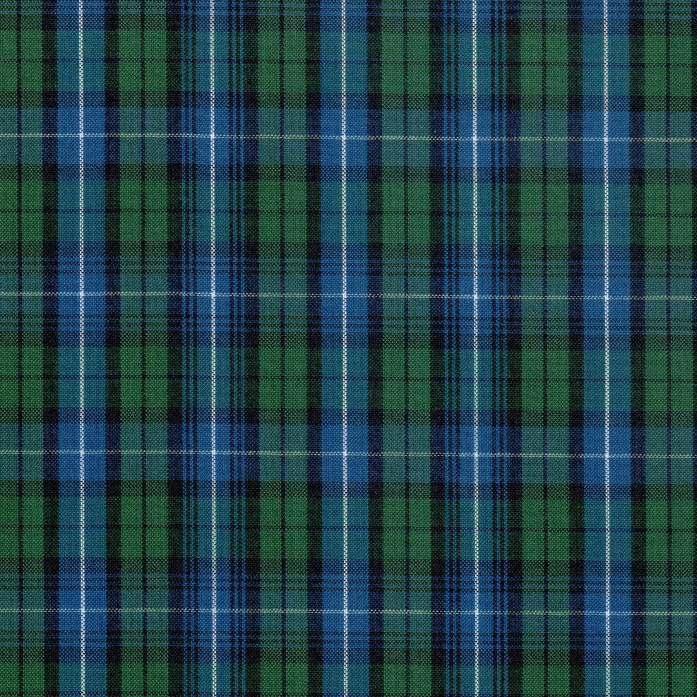 Tela escocesa de uniformes escolares en colores azul y verde con lineas blancas y negras