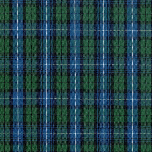 Tela escocesa de uniformes escolares en colores azul y verde con lineas blancas y negras