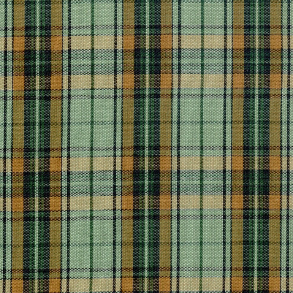 Tela escocesa en color verde oliva, con cafe y negro para uniformes