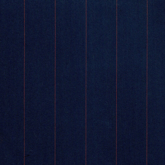 Tela para uniforme en color azul oscuro con elegantes lineas rojas 