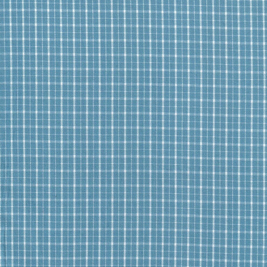 Tela para uniforme de color azul cielo con lineas blancas formando cuadros