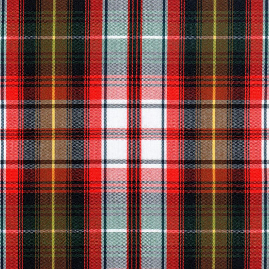 Tela con diseño escoces en colores, cafe, blanco, rojo y negro para uniforme 