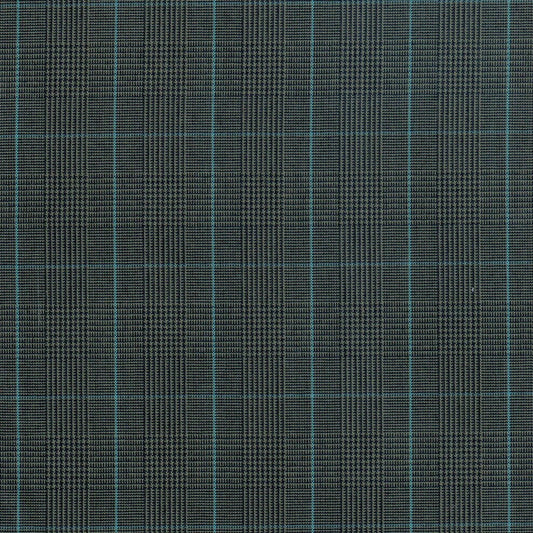 Tela en tonos blanco y negro con lineas azul celeste para uniforme