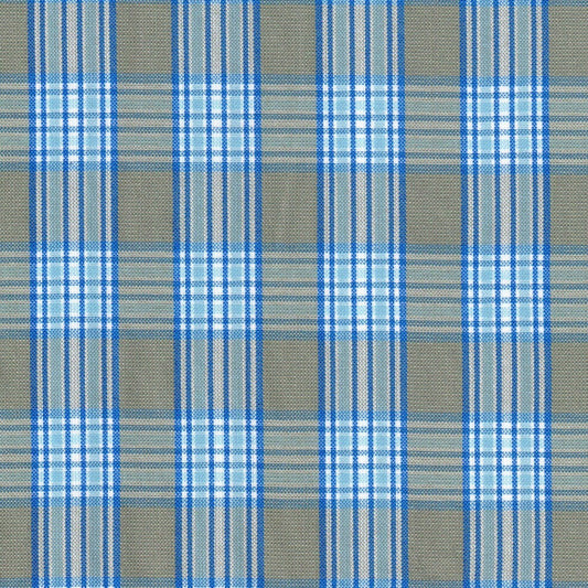 Tela con diseño clasico escoces en colores azules y gris para uniformes