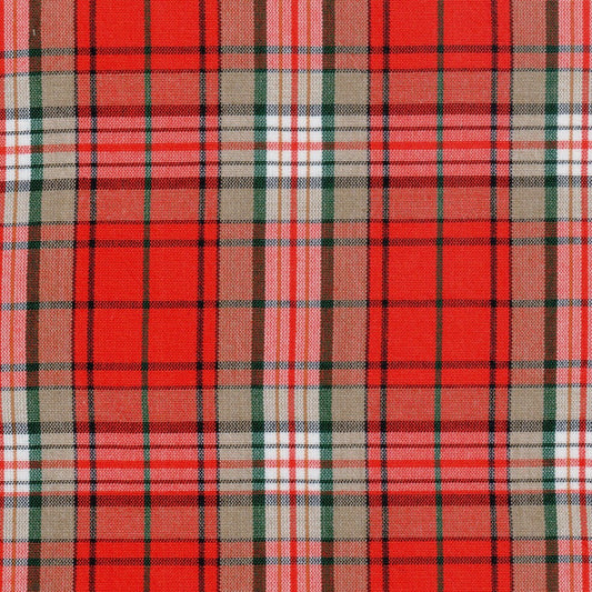 Tela School Line jaspeado rojo/beige/verde, diseño tartán; ideal para uniformes escolares e institucionales.