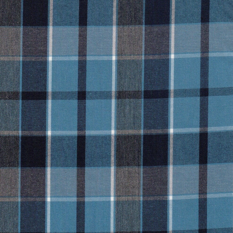 Tela 06014066 Lino School Line jaspeado en azules con diseño a cuadro; ideal para uniformes escolares e institucionales.