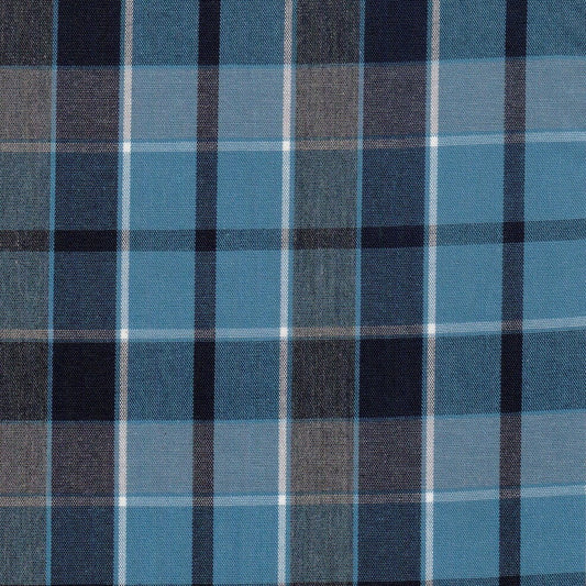 Tela 06014066 Lino School Line jaspeado en azules con diseño a cuadro; ideal para uniformes escolares e institucionales.