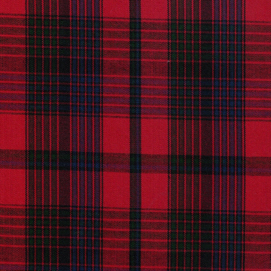 Tela 13002005 Dacron uniforme School Line, rojo intenso con acentos azul, ideal para uniformes escolares e institucionales.