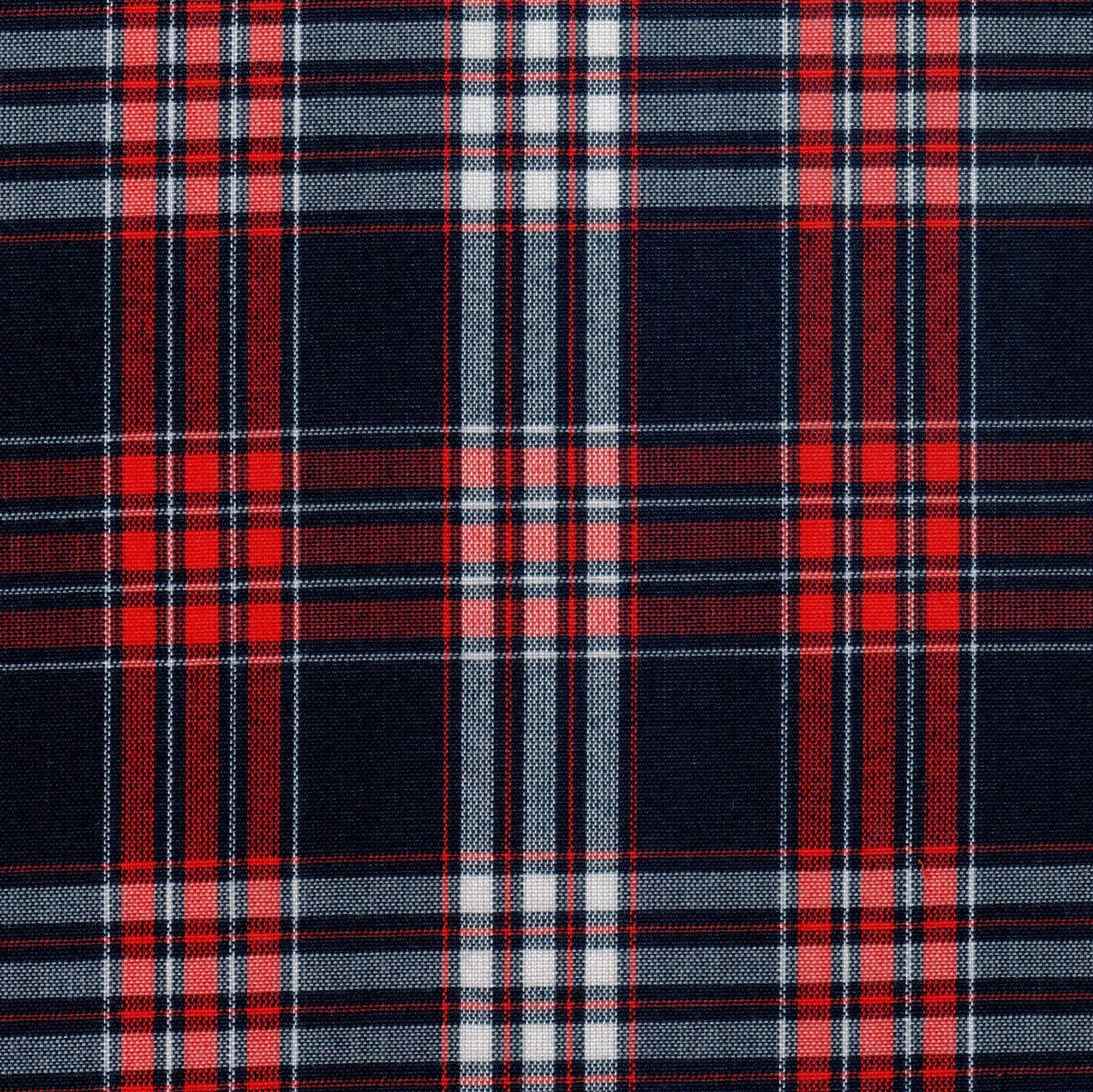 Tela 13002014 Dacron SchoolLine a cuadros azules con rojos y blancos, ideal para uniformes escolares e institucionales.