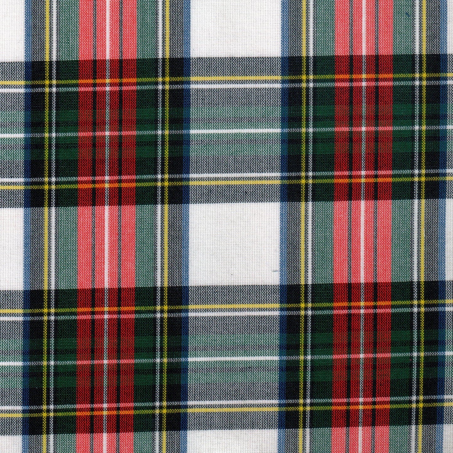 Tela escolar escocés Dacron 13002018 SchoolLine en rojo, verde y azul con líneas amarillas, ideal para uniformes.