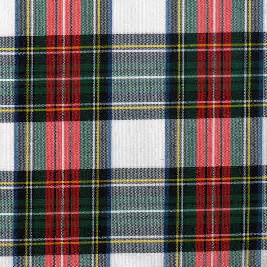 Tela escolar escocés Dacron 13002018 SchoolLine en rojo, verde y azul con líneas amarillas, ideal para uniformes.