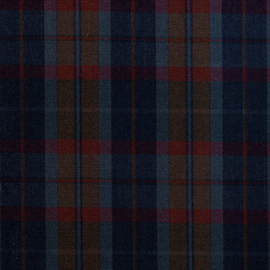 Tela 13002020 Dacron uniforme SchoolLine en cuadros plaid azul marino, marrón y rojo; tela para uniformes escolares e institucionales