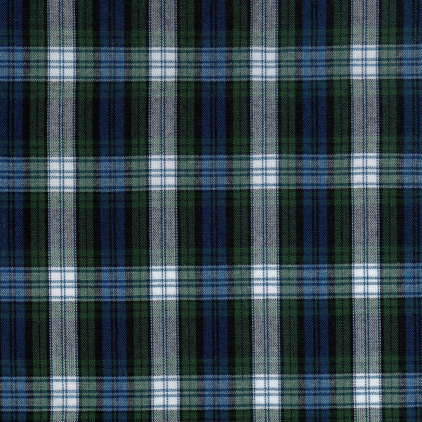 Tela escolar de cuadros azul, verde y blanco, mezcla Dacron, de SchoolLine para uniformes.