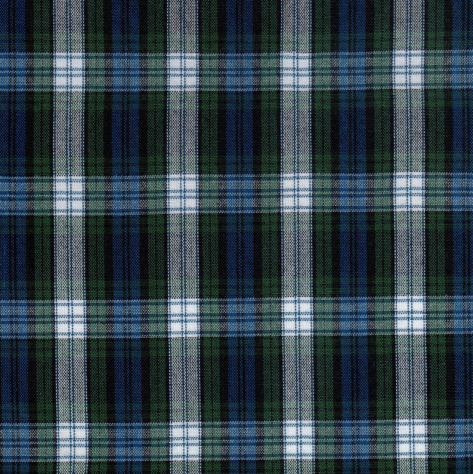 Tela escolar de cuadros azul, verde y blanco, mezcla Dacron, de SchoolLine para uniformes.