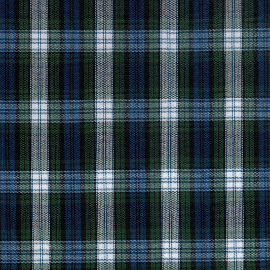 Tela escolar de cuadros azul, verde y blanco, mezcla Dacron, de SchoolLine para uniformes.