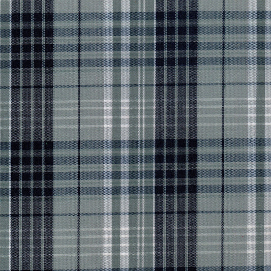Tela SchoolLine 13002031 Dacron uniforme en azul marino, gris y negro, diseño a cuadros para uniformes escolares.
