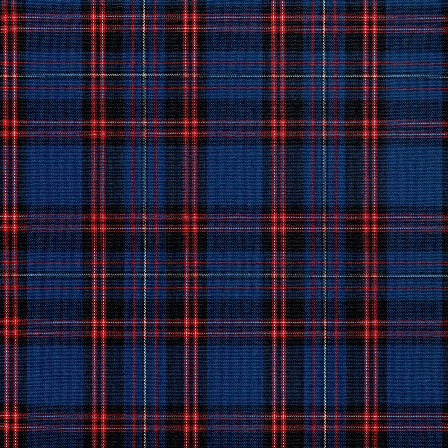 Tela 13002033 Dacron uniforme de SchoolLine, tela azul y rojo con patrón tartán, ideal para uniformes escolares.