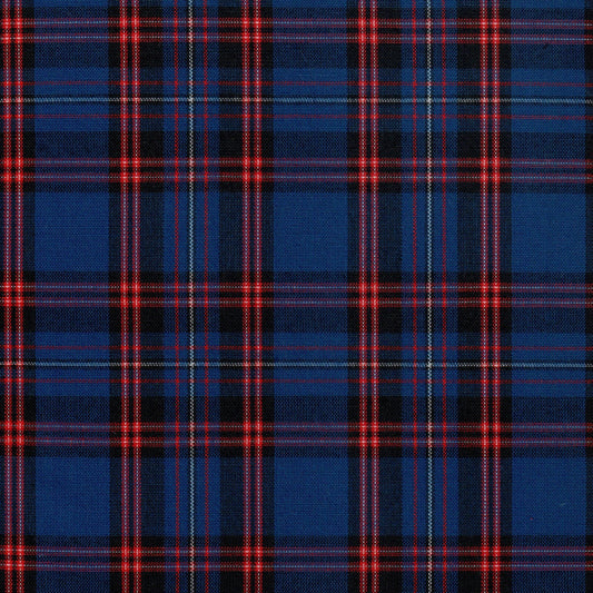 Tela 13002033 Dacron uniforme de SchoolLine, tela azul y rojo con patrón tartán, ideal para uniformes escolares.