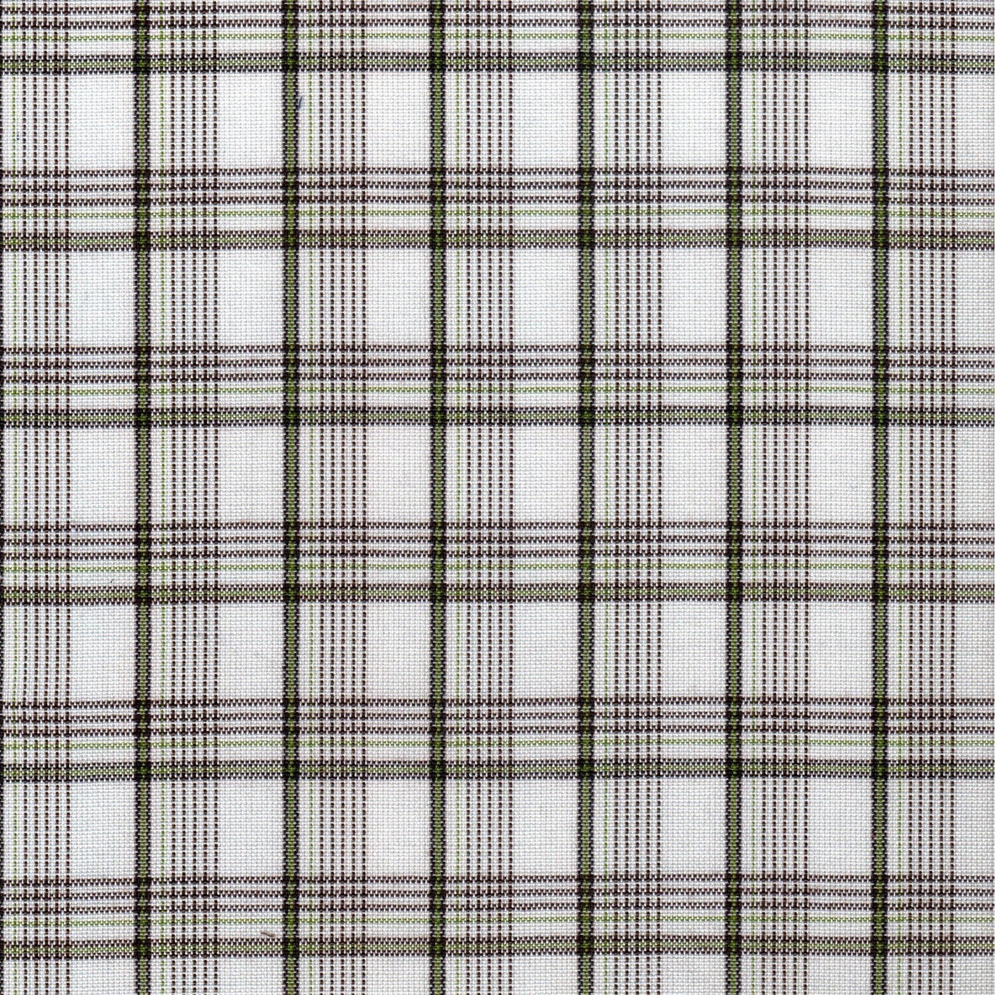 Tela SchoolLine 13002034 Dacron uniforme, tela a cuadros blanco y marrón con líneas verde oliva para uniformes escolares
