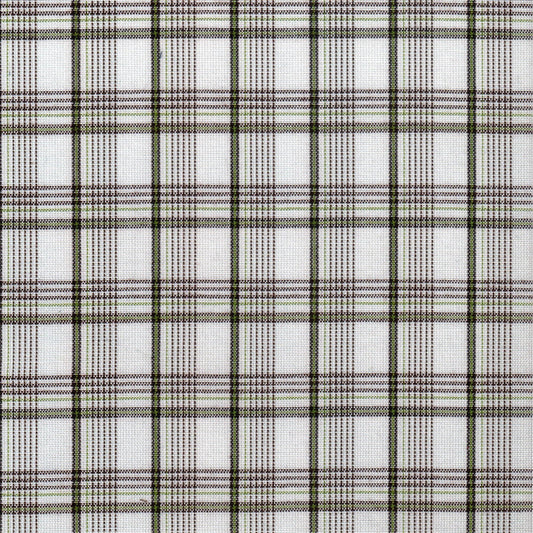 Tela SchoolLine 13002034 Dacron uniforme, tela a cuadros blanco y marrón con líneas verde oliva para uniformes escolares