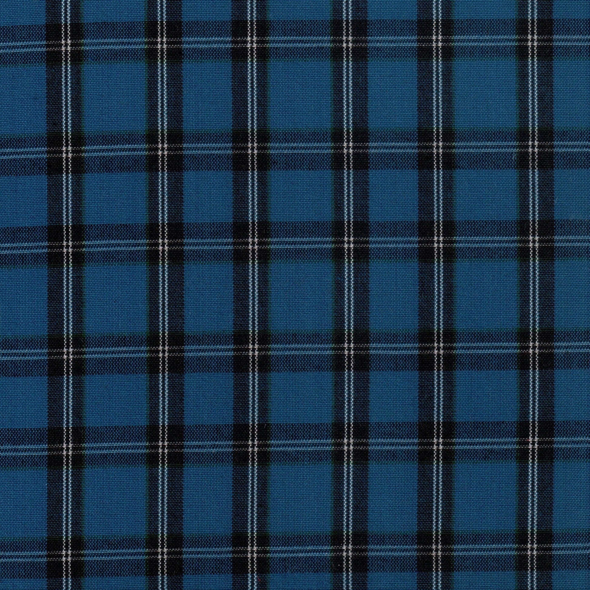 Tela Dacron SchoolLine azul con diseño a cuadros, ideal para uniformes escolares e institucionales.