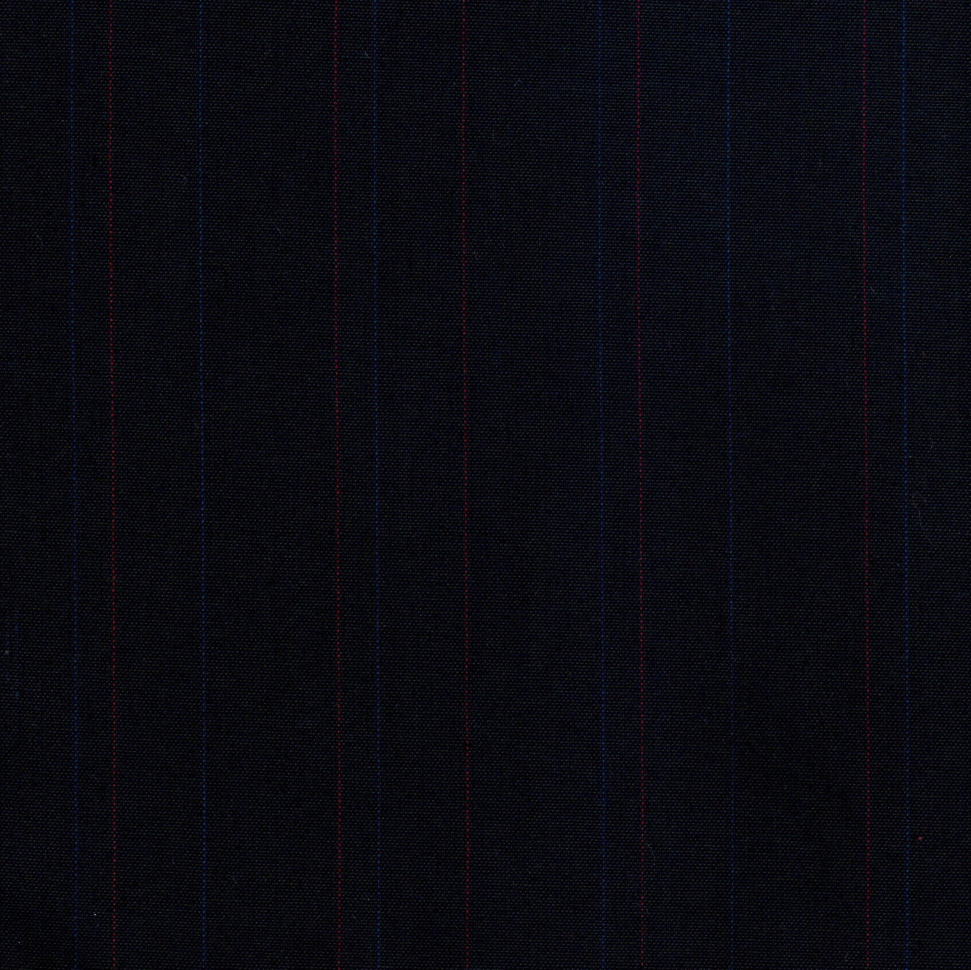 Tela SchoolLine 13002038 Dacron con rayas azules y rojas sobre fondo negro, ideal para uniformes escolares e institucionales