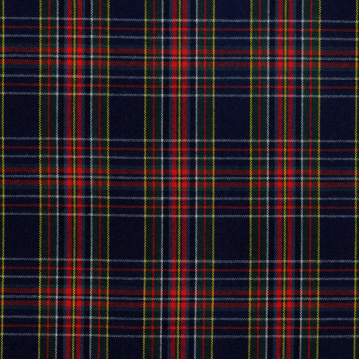 Tela tartán azul marino con rayas rojas y verdes; 13002040 Dacron SchoolLine para uniformes escolares.