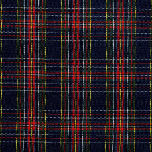 Tela tartán azul marino con rayas rojas y verdes; 13002040 Dacron SchoolLine para uniformes escolares.