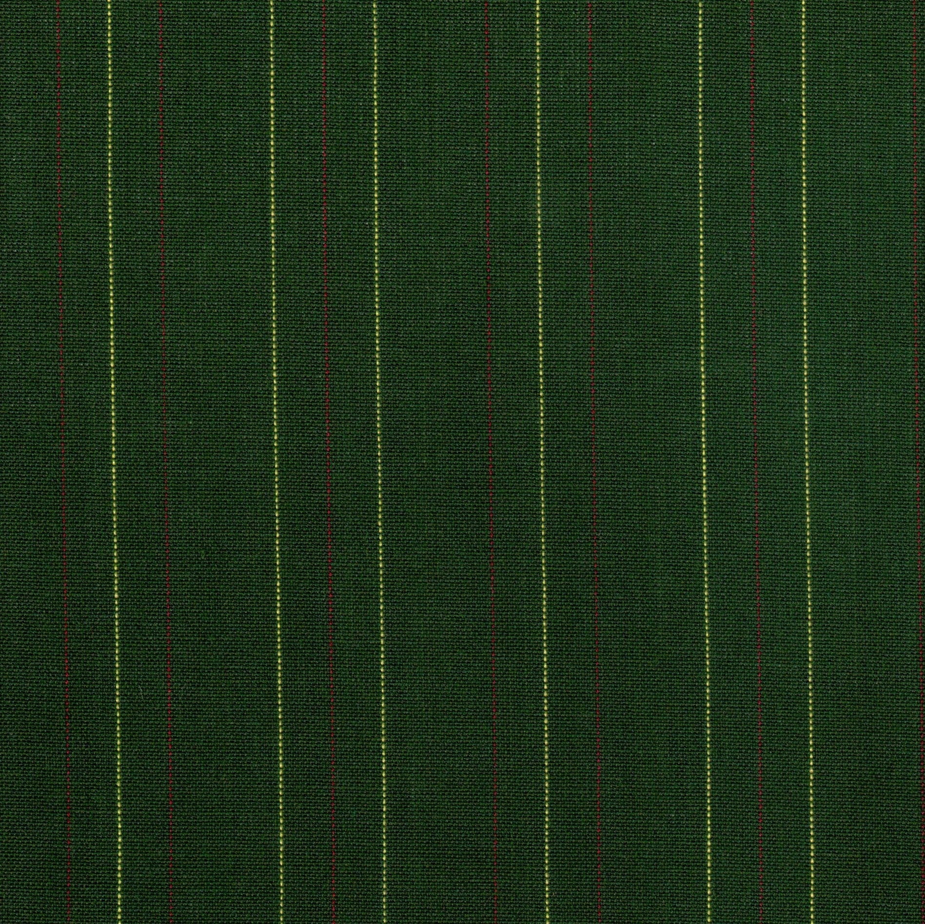 Tela SchoolLine 13002046 Dacron verde oscuro con rayas amarillas y rojas, ideal para uniformes escolares e institucionales.