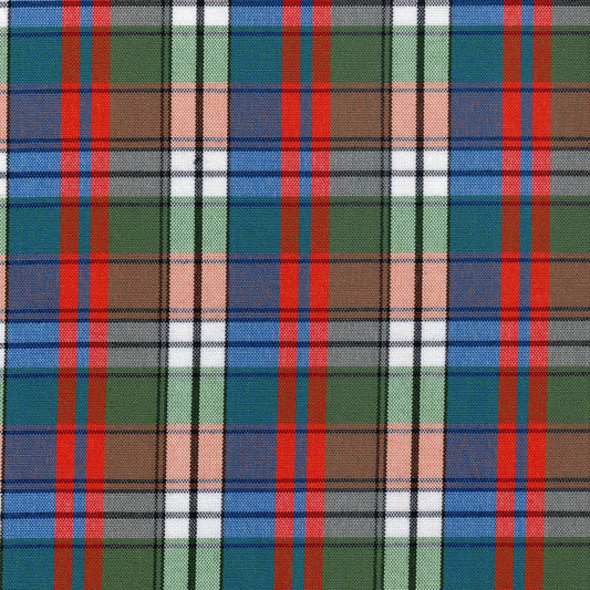 Tela 13002049 Dacron SchoolLine: tartán a cuadros azul, rojo, verde y blanco para uniformes escolares e institucionales.